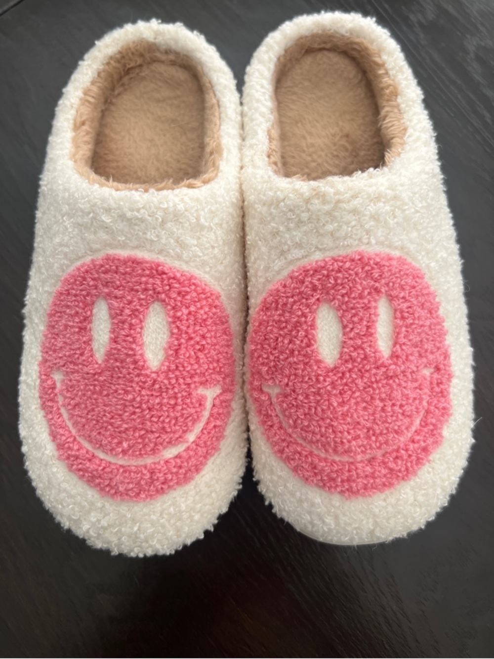 Pink Smiley Face Slippers